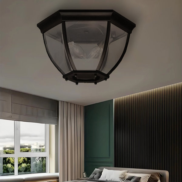 Winston Porter 2 Lights Flush Mount Ceiling Light Fixture with Clear